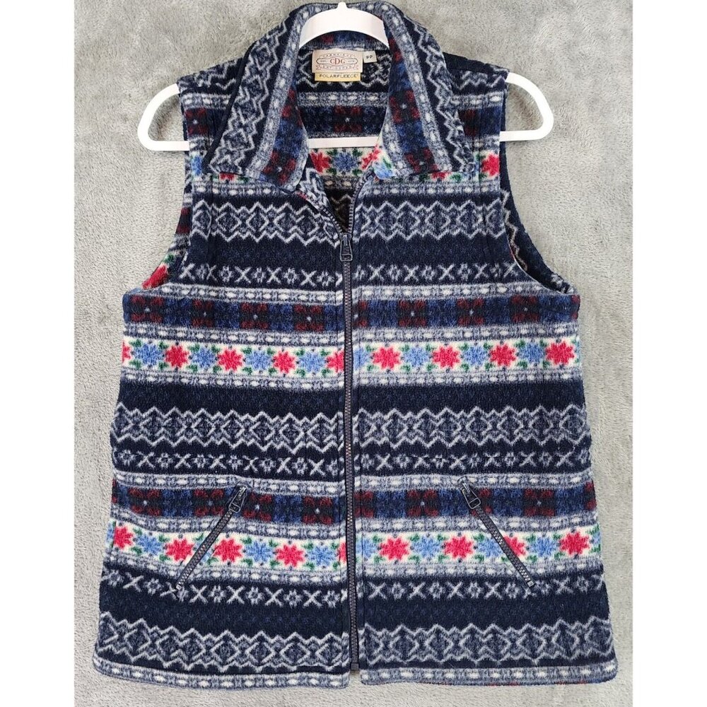 Cambridge Dry Goods Vest Womens PP Multicolor Fair Isle Full Zip Polar Fleece